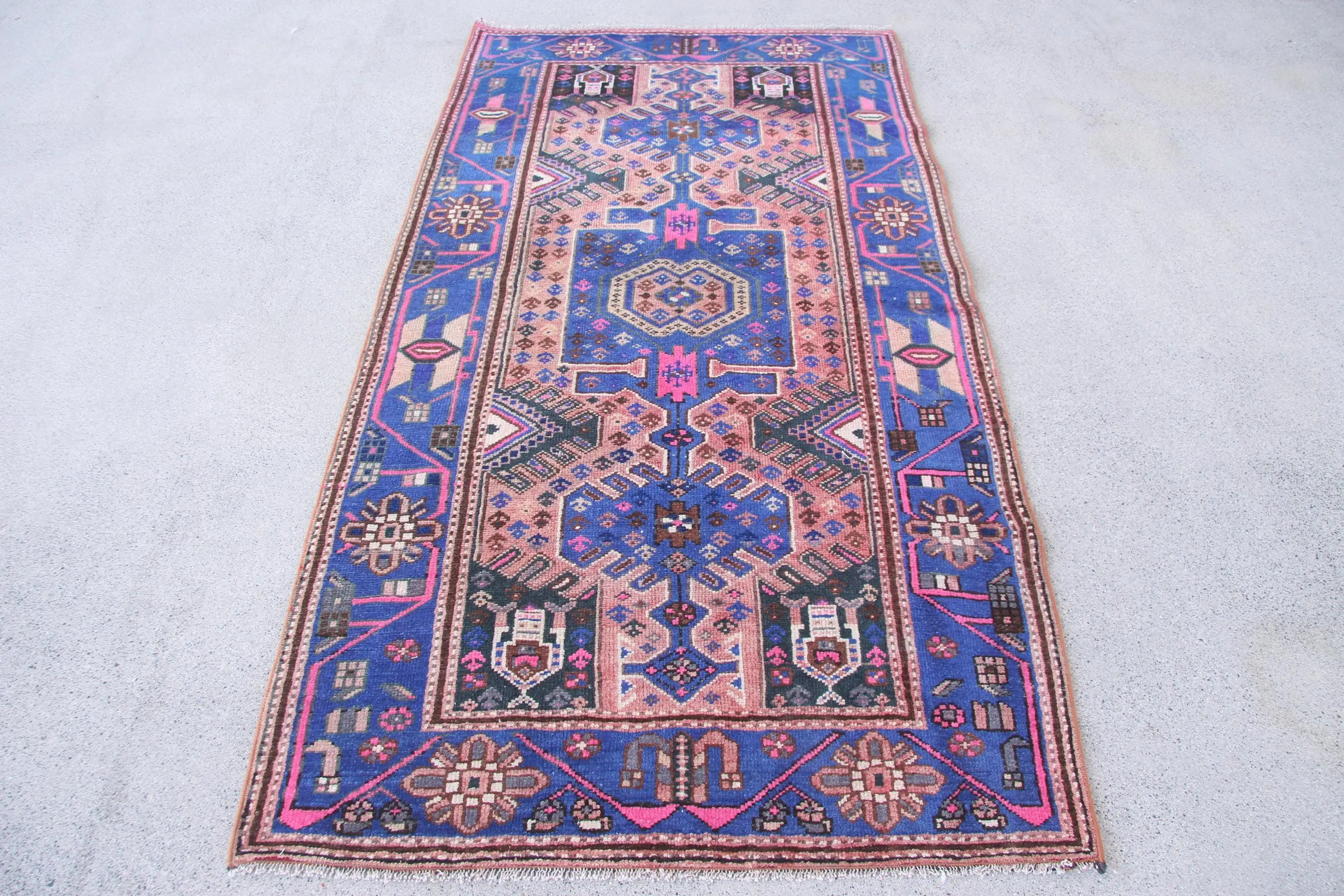 Alfombra turca de 3,4x6,6 pies, alfombra vintage decorativa, alfombra floral azul - 1