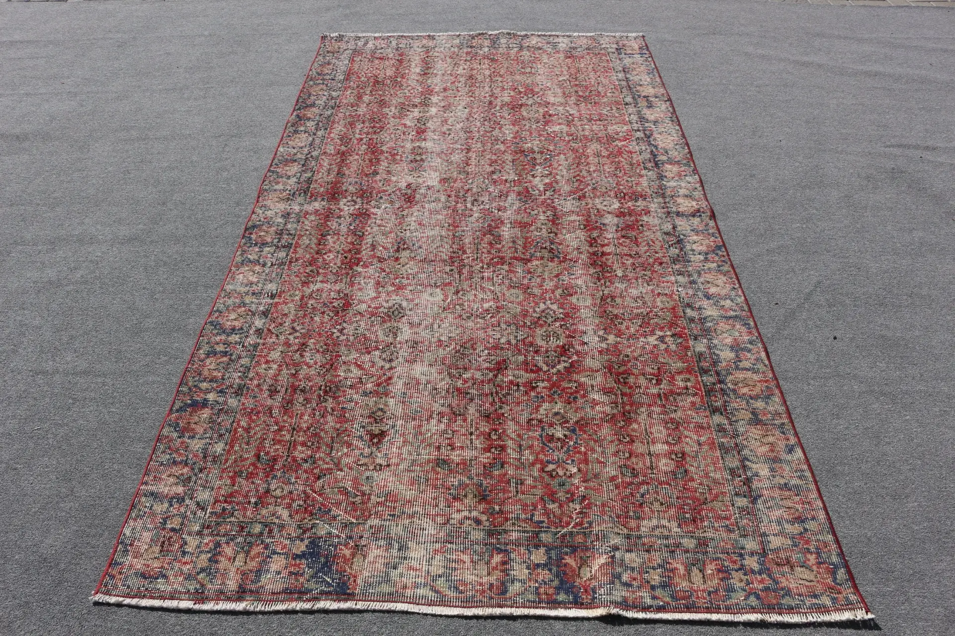 Rug, 4.7x8.4 ft Turkish Rug, Red Oriental Rug Wool - 1