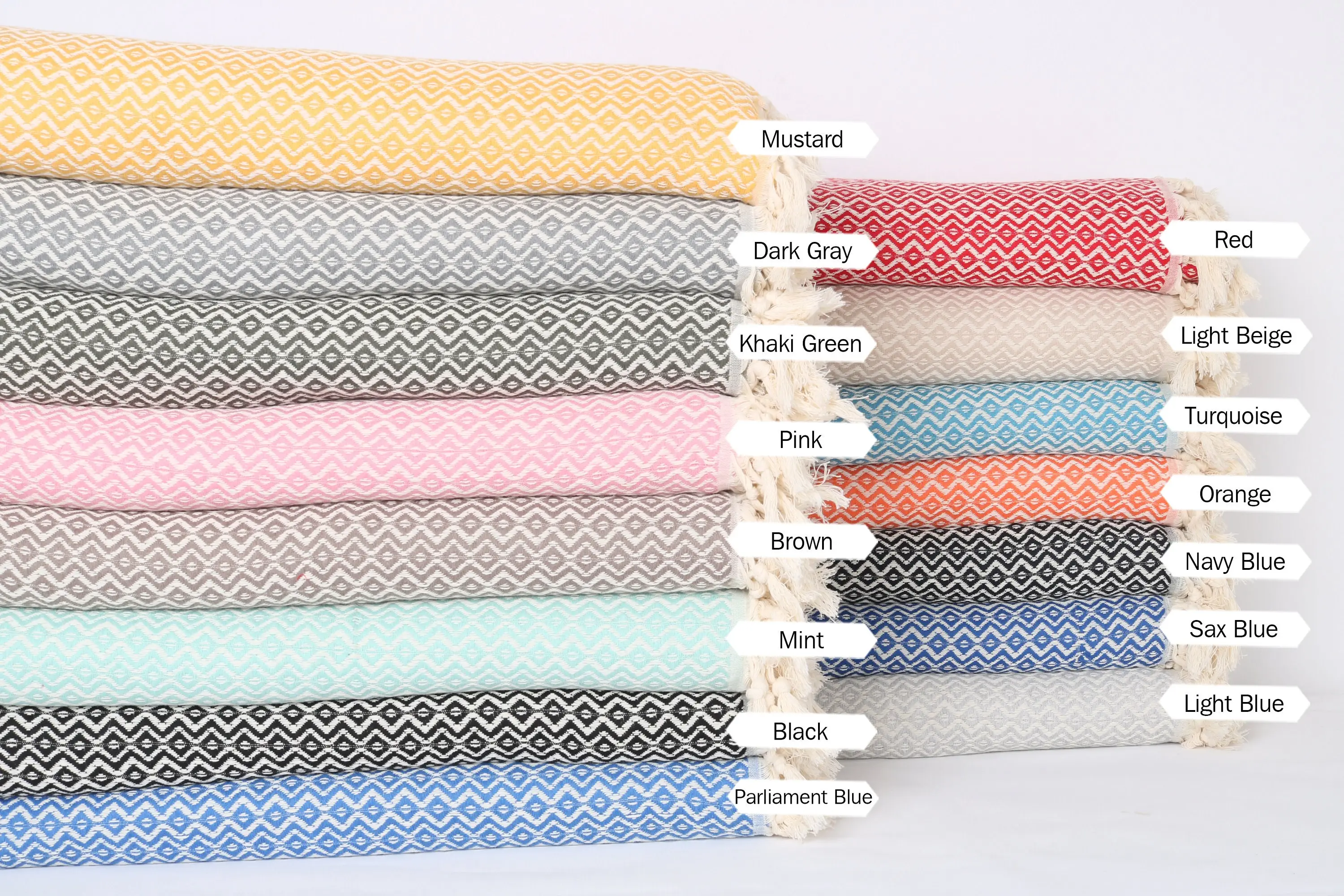 Large Diamond Turkish Cotton Throw Blanket, 79x95 - 1