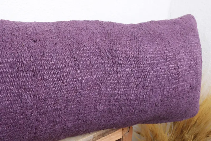 Garden Pillow Case, Cushion, Kilim Pillow Cover, Kilim Cushion Sham, 12x48 Purple Pillow Case, Turkish Pillow, Lounge Throw Cushion - 5