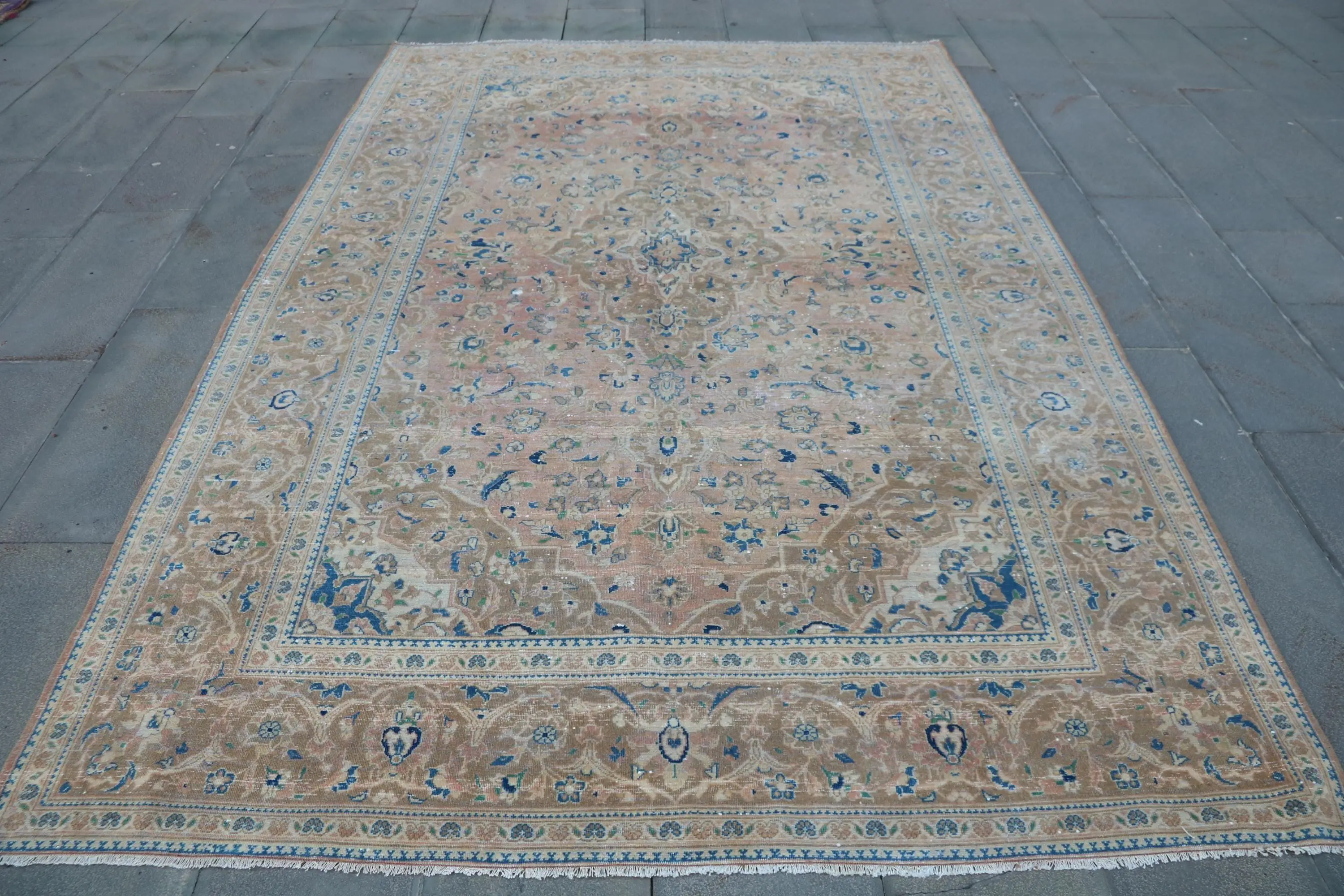 6,4x9,9 ft Teppich, türkischer Vintage Teppich, blauer marokkanischer Wollteppich - 1