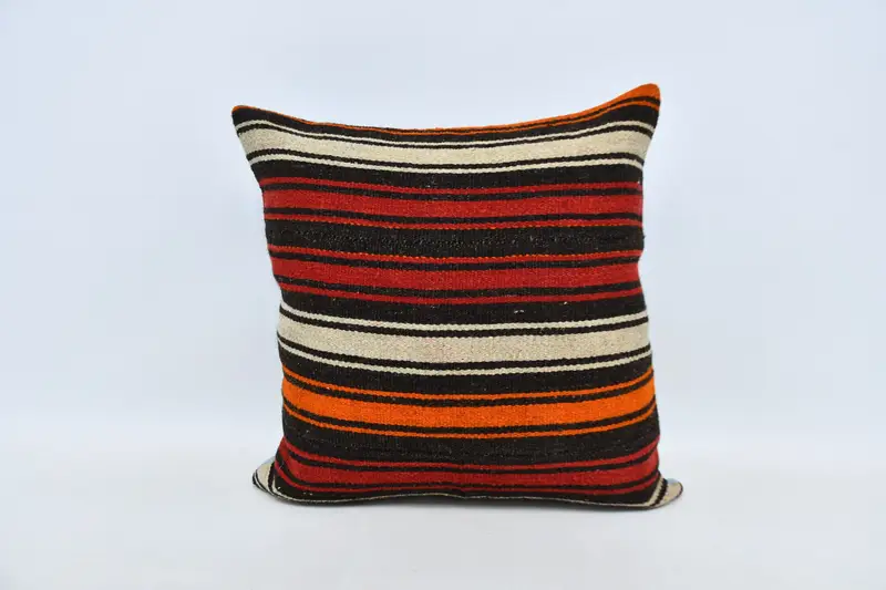 Turkish Rugs Pillow Sham, Kilim Pillow, Vintage Kilim Throw Pillow, Pillow, Gift Pillow, Customized Pillow Sham, 20x20 Red Pillow Cover - 1