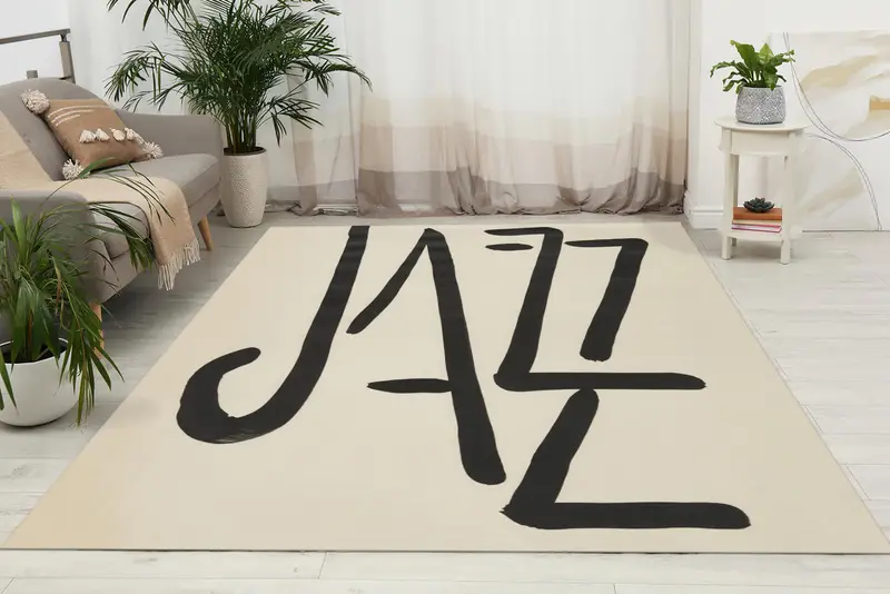 Jazz-inspirierter moderner bedruckter Teppich, Matisse-beeinflusstes Kunstdesign