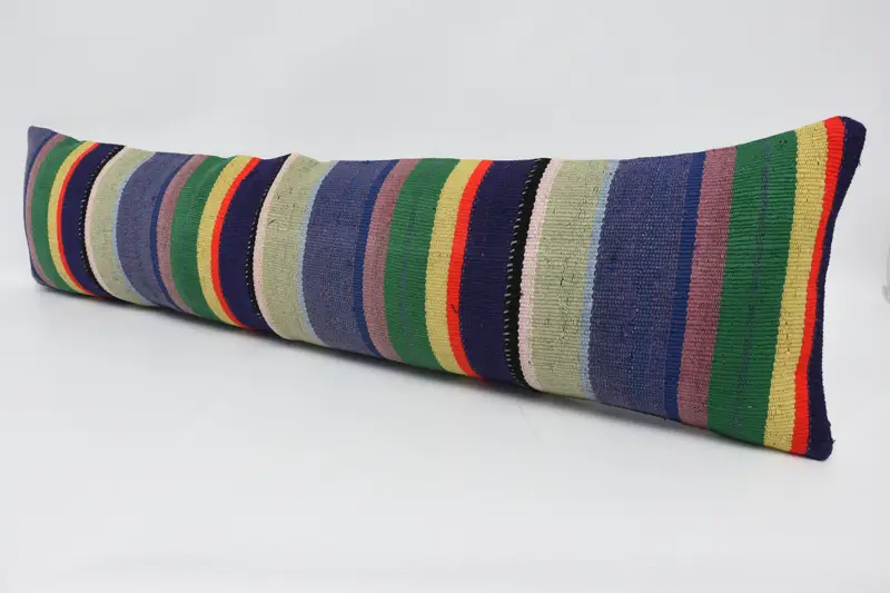Pillow Cover, Aesthetic Cushion Cover, 12x48 Green Pillow, Pillow for Couch, Square Throw Cushion, Turkish Pillow, Vintage Kilim Throw Pillow - 4