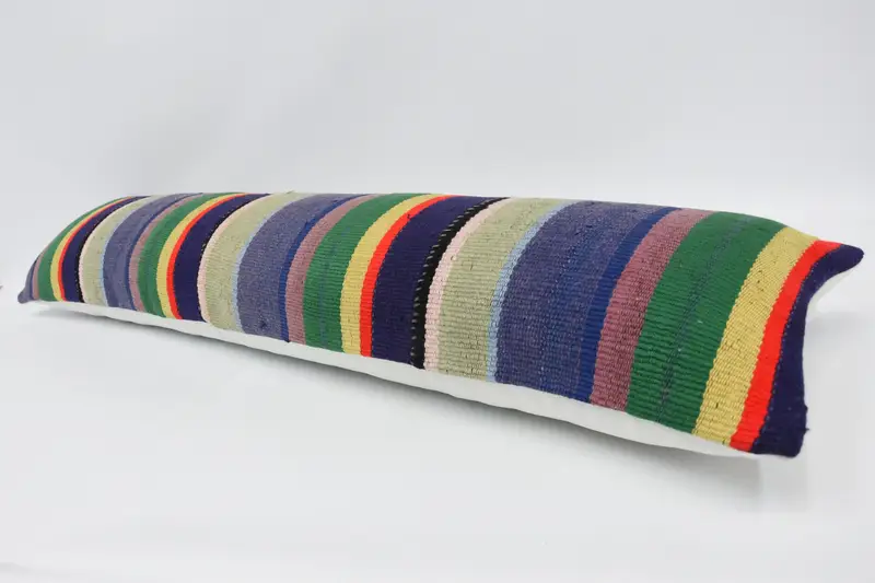 Pillow Cover, Aesthetic Cushion Cover, 12x48 Green Pillow, Pillow for Couch, Square Throw Cushion, Turkish Pillow, Vintage Kilim Throw Pillow - 5