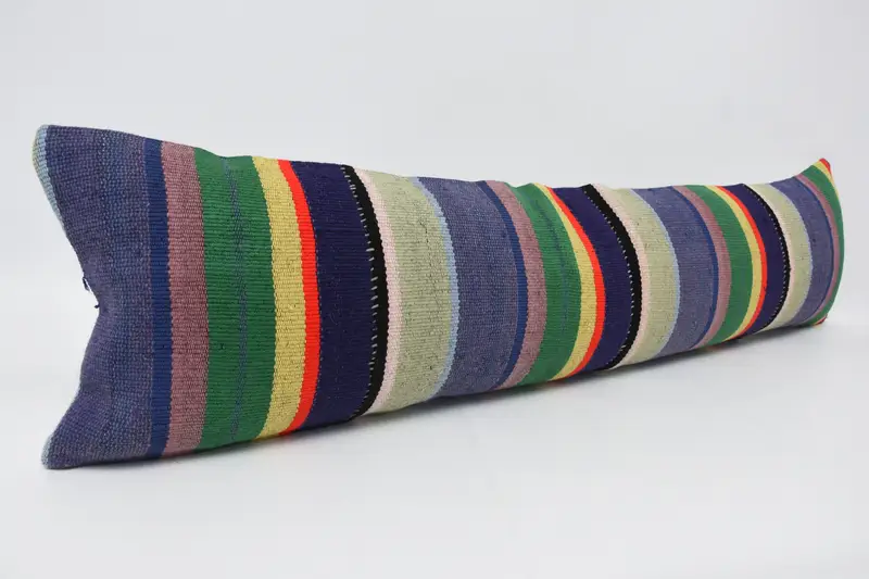 Pillow Cover, Aesthetic Cushion Cover, 12x48 Green Pillow, Pillow for Couch, Square Throw Cushion, Turkish Pillow, Vintage Kilim Throw Pillow - 3