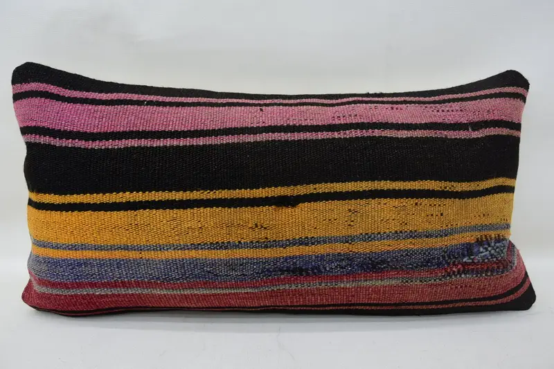 Patio Pillow Cover, Vintage Kilim Pillow, 12x24 Brown Pillow, Boho Pillow, Aztec Pillow Case, Pillow, Pillow for Sofa, Decorative Pillow Cover - 4
