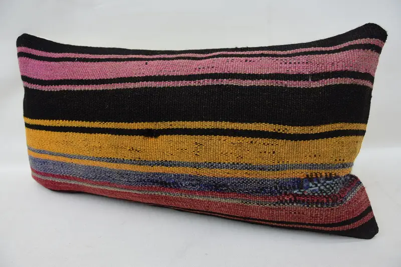 Patio Pillow Cover, Vintage Kilim Pillow, 12x24 Brown Pillow, Boho Pillow, Aztec Pillow Case, Pillow, Pillow for Sofa, Decorative Pillow Cover - 3