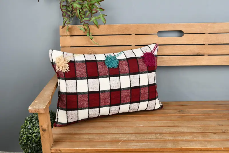 Handmade Kilim Cushion, Handmade Cushion Cover, Pillow Cover, Gift Pillow, 16x24 White Cushion, Boho Pillow Sham Cover - 1