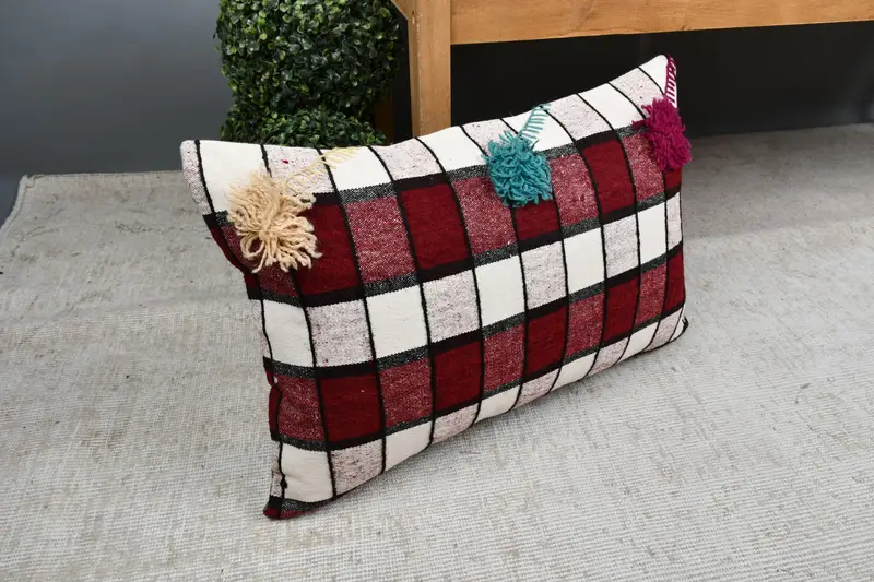 Handmade Kilim Cushion, Handmade Cushion Cover, Pillow Cover, Gift Pillow, 16x24 White Cushion, Boho Pillow Sham Cover - 7