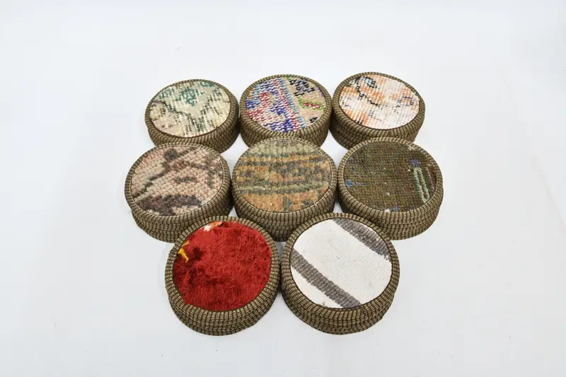 Runder Untersetzer mit böhmischem Muster, einzigartiger Kelim-Design-Untersetzer