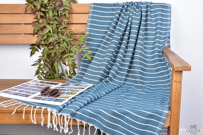 Cotton towel, 70x40 Cotton Striped Towel, Bridal Gifts, Custom Wedding Gift, Beach Size Towel, Wedding Gifts Towel, Towel With Name, Peshtemal Towel - 3