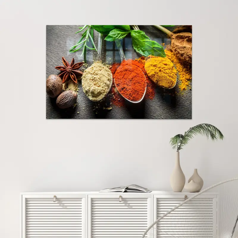 Mutfak ve Yemek Odası Şıklığı için Trendy Renkli Baskılı Cam