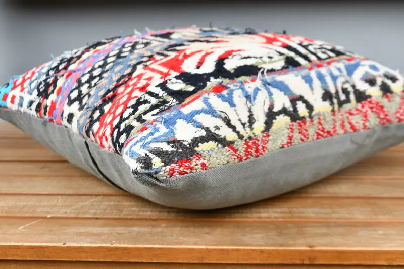 16x16 Blue Pillow Case, Seat Cushion Cover, Gift Pillow, Handmade Kilim Cushion, Vintage Throw Cushion, Turkish Pillow, Cushion Cover - 3