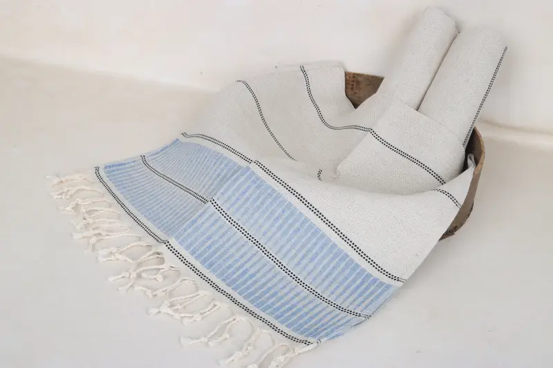 Özel el havlu, seyahat havlusu, kişiselleştirilmiş bulaşık havlu, düğün iyilikleri, onun için hediyeler, 40x20 keten çizgili havlu, organik havlu, anne için hediye - 6