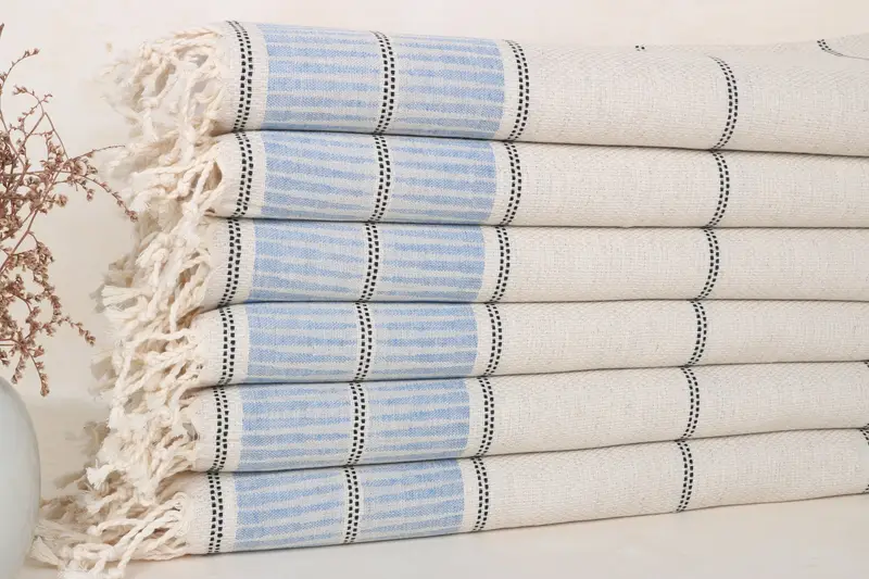 Özel el havlu, seyahat havlusu, kişiselleştirilmiş bulaşık havlu, düğün iyilikleri, onun için hediyeler, 40x20 keten çizgili havlu, organik havlu, anne için hediye - 1
