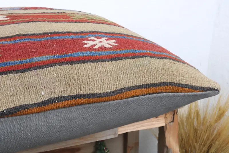 24x24 Red Cushion Case, Throw Kilim Pillow, Nomadic Cushion Cover, Gift Pillow, Cushion Case, Boho Pillow Sham Cover - 6