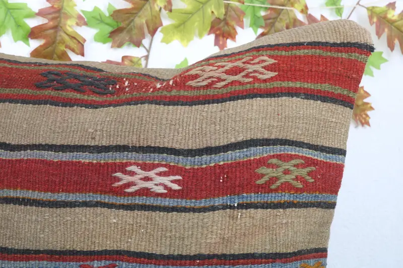 24x24 Red Cushion Case, Throw Kilim Pillow, Nomadic Cushion Cover, Gift Pillow, Cushion Case, Boho Pillow Sham Cover - 5