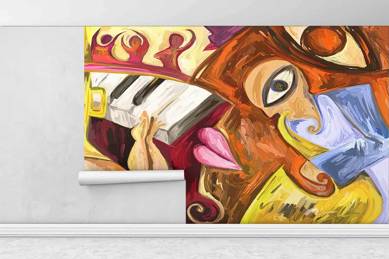 Music Digital Paper, Jazz Music Digital Paper, Abstract Jazz Music Painting Wall Print, Oil Wallpaper, Wallpaper Art, Abstract Face Art, - 4