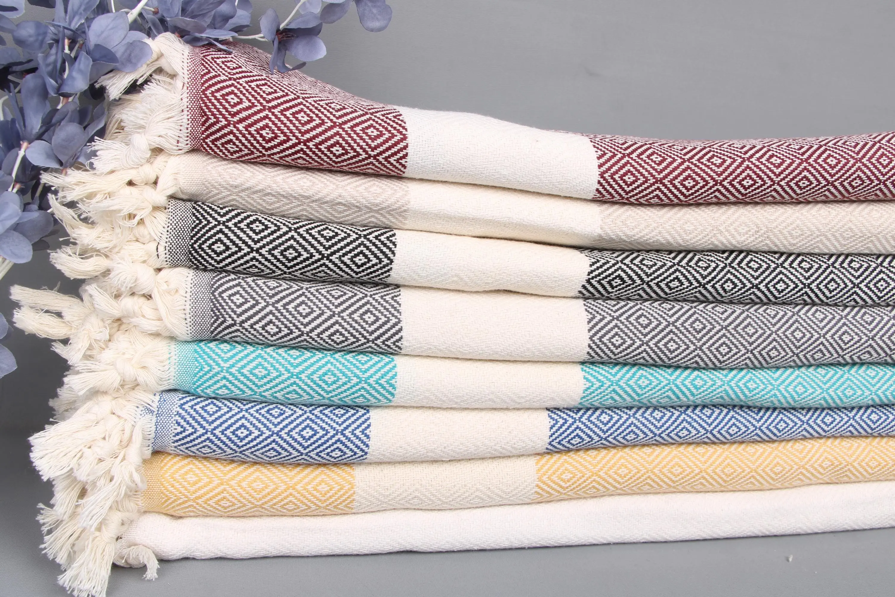 Boho Throw Blanket, 79x95, Cotton, Solid Pattern, Recycled Organic Material - 1