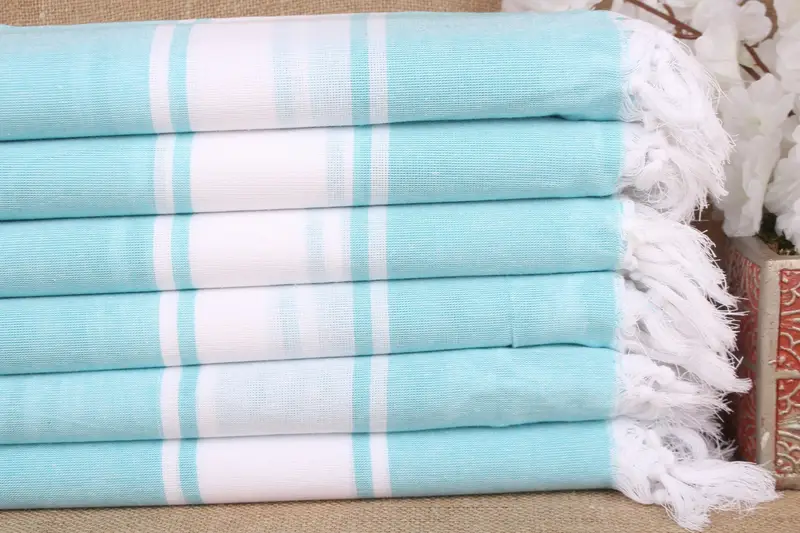 ご自宅へのギフト ミントコットンタオル 手作りトルコタオル 40x71インチ