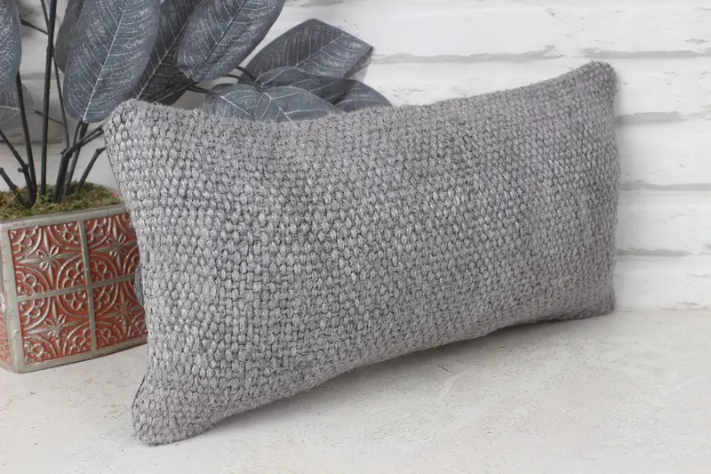 Boho Pillow Sham Cover, Pattern Throw Cushion Cover, Pillow for Couch, Kilim Pillow Cover, Pillow Sham, 8x16 Gray Pillow Cover - 4