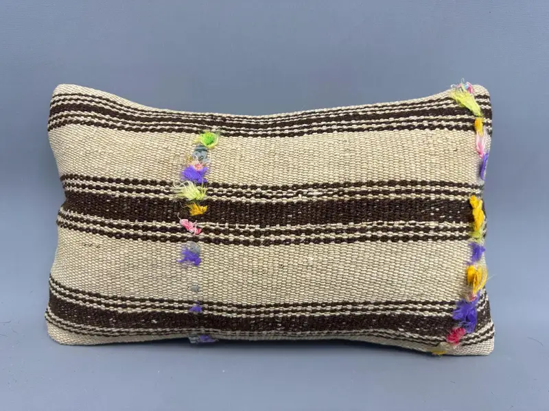 Kilim Cushion Sham, 12x20 Beige Pillow Sham, Pillow Case, Pillow for Sofa, Hippie Throw Pillow Case, Ethnical Kilim Rug Pillow - 4