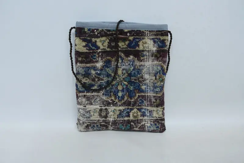 Bolso de hombro de lana con cierre de cremallera, bolso Kilim con motivo vintage