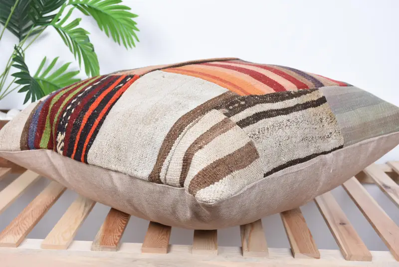 Pillow, Ethnic Pillow Cover Cushion, 28x28 Red Pillow Sham, Sofa Bolster Cushion, Turkish Pillow, Boho Pillow, Throw Kilim Pillow - 6