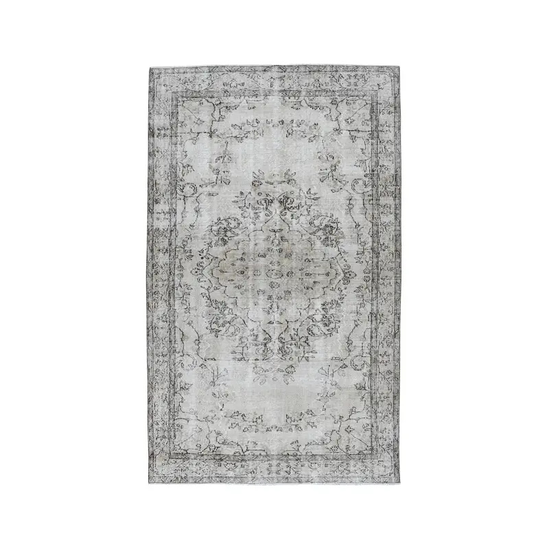 5.6x9.5 ft Turkish Large Rug, Vintage Gray Bordered Rug - 1