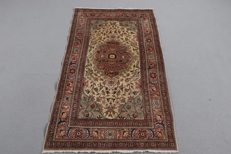 Zarif Bej Halı, Turuncu Desenli 2,9x4,9 ft