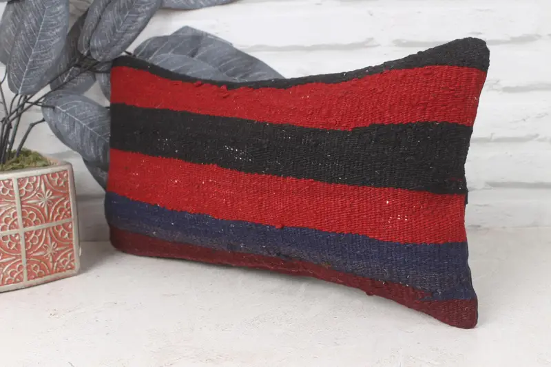 Handmade Kilim Cushion, Colorful Pillow Cover, Pillow Case, 8x16 Red Pillow, Home Decor Pillow, Handmade Throw Cushion Cover, Kilim Pillow Cover - 3