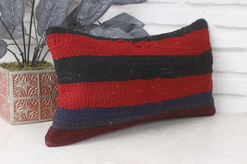 Handmade Kilim Cushion, Colorful Pillow Cover, Pillow Case, 8x16 Red Pillow, Home Decor Pillow, Handmade Throw Cushion Cover, Kilim Pillow Cover - 4
