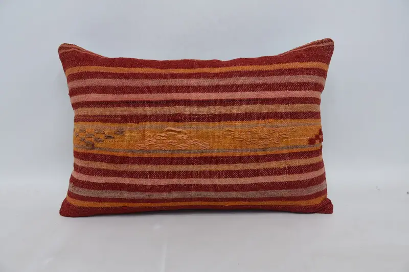Pillow Case, Gift Pillow, Indoor Cushion Case, Kilim Pillow Cover, Bed Cushion, Boho Pillow, Decorative Throw Cushion Cover, 16x24 Red Pillow Case - 1