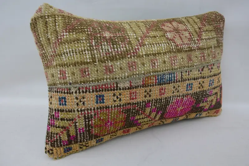 Vintage Kilim Pillow, 12x20 Beige Pillow Cover, Ethnic Pillow Cover Pillow Case, Throw Kilim Pillow, Pillow Case, Handmade Kilim Cushion - 2