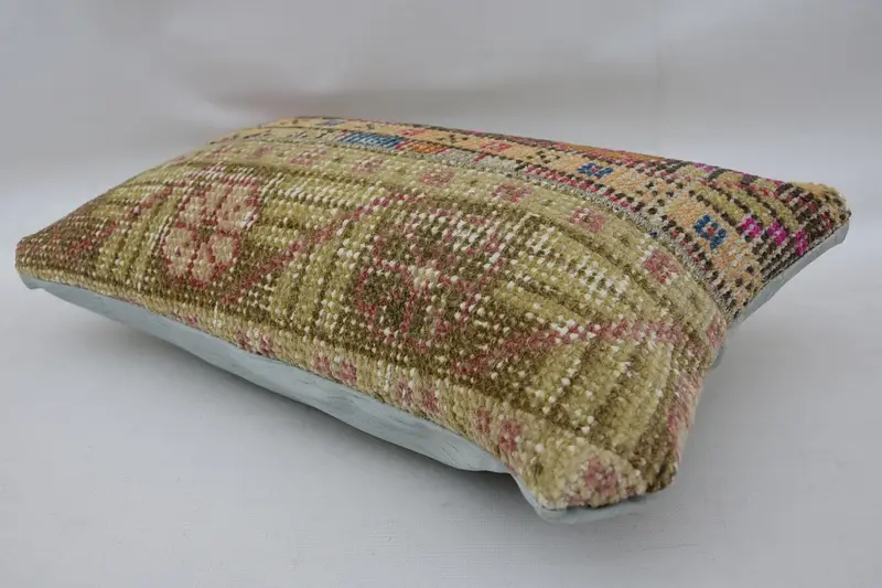 Vintage Kilim Pillow, 12x20 Beige Pillow Cover, Ethnic Pillow Cover Pillow Case, Throw Kilim Pillow, Pillow Case, Handmade Kilim Cushion - 6