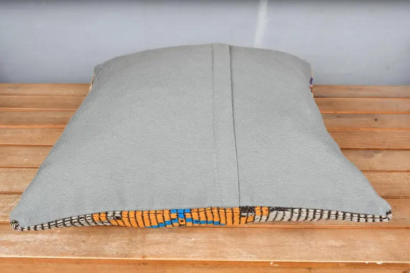 Ottoman Cushion, Indoor Cushion, Boho Pillow Sham Cover, 18x18 Brown Pillow Sham, Pillow, Throw Kilim Pillow, Turkish Pillow - 5