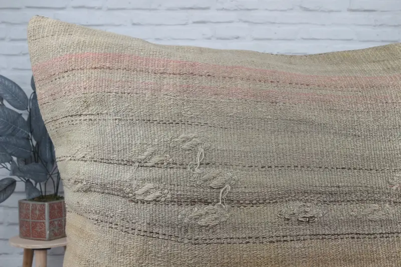 Pillow Sham, Vintage Pillow, Gift Pillow, 32x32 Beige Cushion Case, Interior Designer Pillow, Outdoor Patio Pillow Case - 5