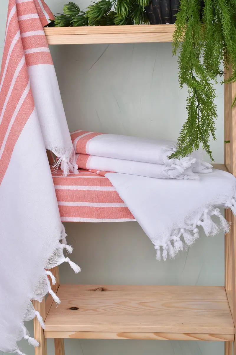 70x40 Baumwollstreifenhandtuch, weiches Handtuch, Monogramm -Strandtuch, Brautdusche Gunst, Bachelorette -Partygeschenke, Hammam -Handtuch, Strandtuchmasse - 6
