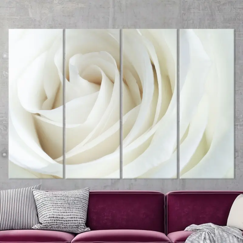 White Rose Canvas Wall Decor, White Wall Art, Canvas Wall Decor, Flower Print, Floral Wall Art, White Canvas, Living Room Decor, Wall Art, - 4