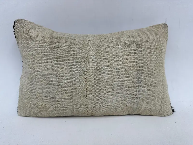 Turkish Pillow, 12x20 Beige Pillow, Pillow Cover, Kilim Pillow Cover, Christmas Cushion, Couch Pillow, Pillow for Sofa, Accent Pillow - 1