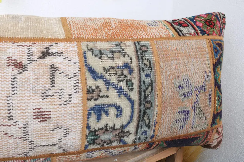 Vintage Kilim Pillow Cushion Cover, Cushion Cover, Kilim Pillow Cover, Kilim Cushion Sham, 16x43 Orange Pillow Sham, Boho Pillow - 5