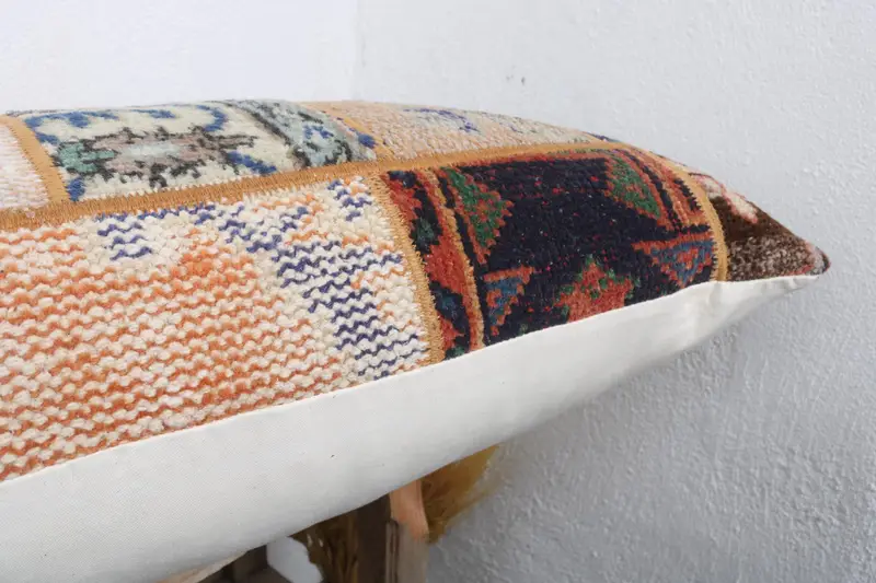Vintage Kilim Pillow Cushion Cover, Cushion Cover, Kilim Pillow Cover, Kilim Cushion Sham, 16x43 Orange Pillow Sham, Boho Pillow - 6