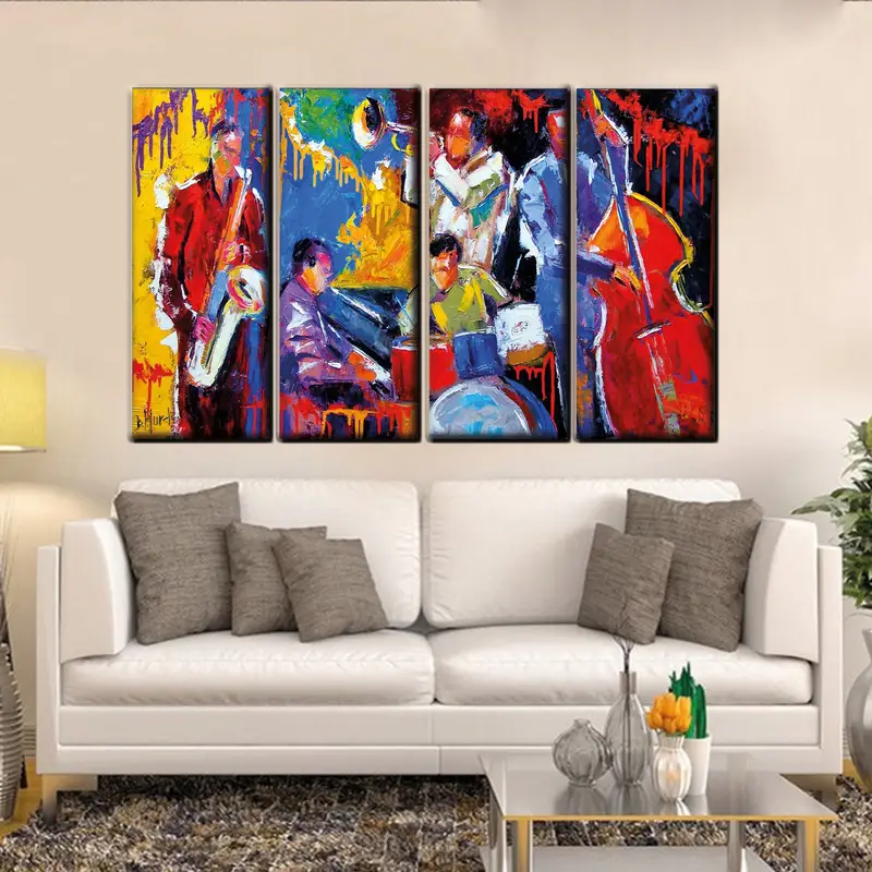 Colorful Jazz Art, Abstract Jazz Art, Jazz Wall Art, African American Art, Music Wall Art, Jazz Oil Painting Print, Jazz Canvas, Music Decor - 1