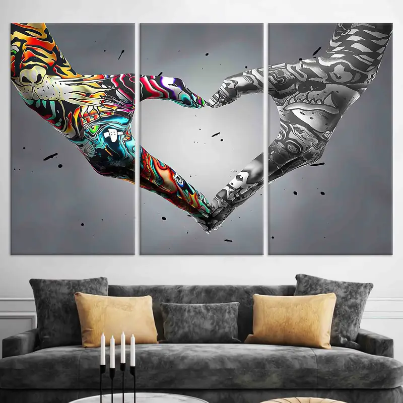 Aşk El Graffiti Duvar Sanatı, El Aşk Posteri, Aşk Graffiti Duvar Sanatı, Banksy Sanatı, Modaya Duvar Sanatı, Modern Duvar Sanatı, Tuval Duvar Sanatı, - 4