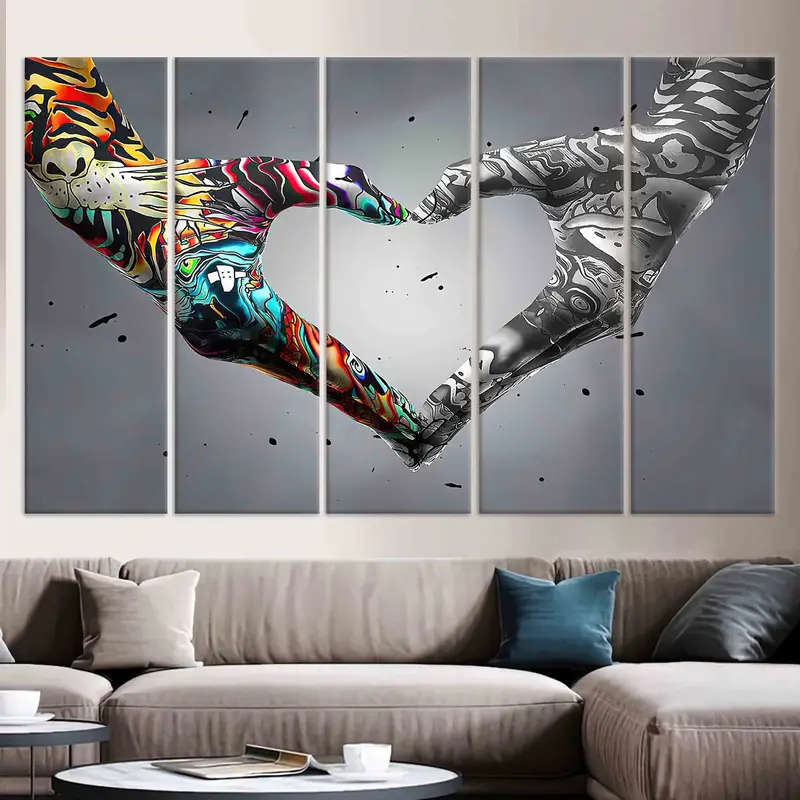 Aşk El Graffiti Duvar Sanatı, El Aşk Posteri, Aşk Graffiti Duvar Sanatı, Banksy Sanatı, Modaya Duvar Sanatı, Modern Duvar Sanatı, Tuval Duvar Sanatı, - 6