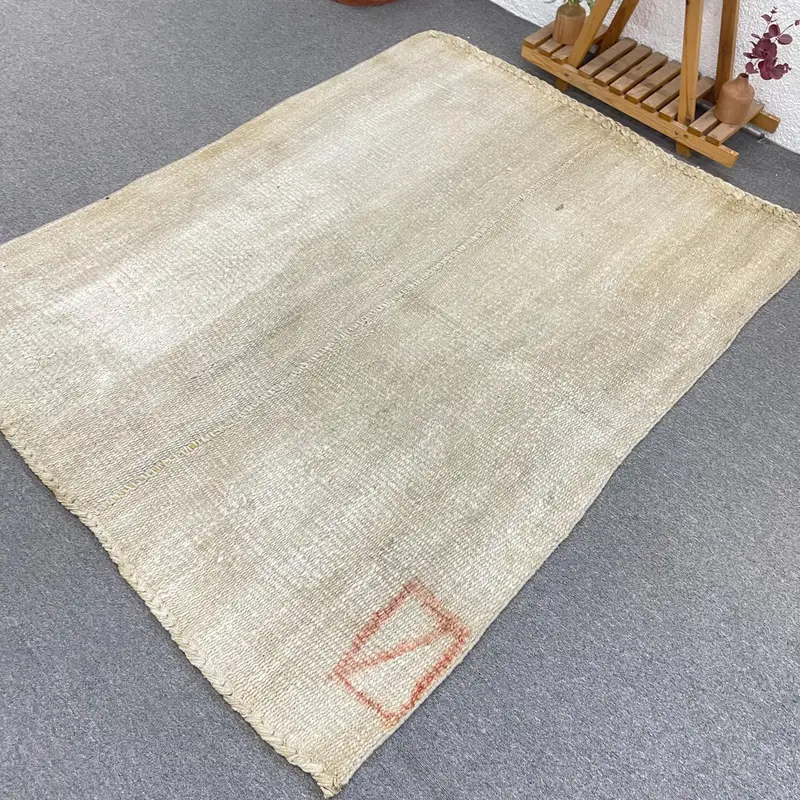 4.9x6.1 ft Rug, Area Turkish Rug, Gray Oushak Solid Rug - 1