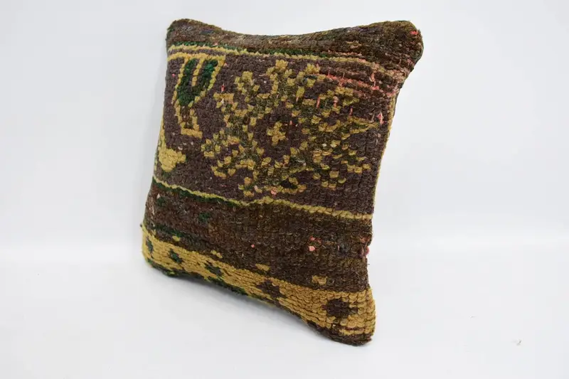 Home Decor Pillow, Turkish Kilim Pillow, 12x12 Brown Pillow Case, Car Pillow Case, Pillow Sham, Sustainable Cushion, Throw Kilim Pillow - 4