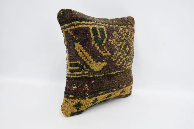 Home Decor Pillow, Turkish Kilim Pillow, 12x12 Brown Pillow Case, Car Pillow Case, Pillow Sham, Sustainable Cushion, Throw Kilim Pillow - 3