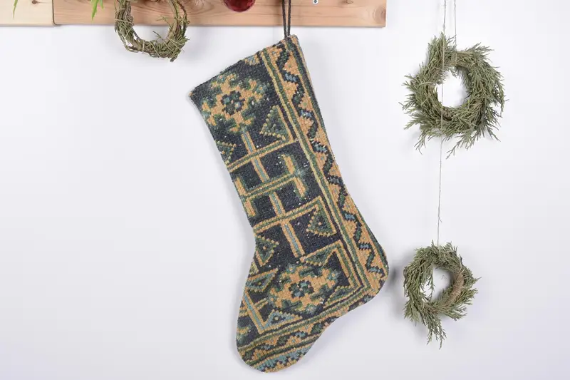 Patrón de adornos navideños, calcetín navideño de 19 pulgadas de ancho